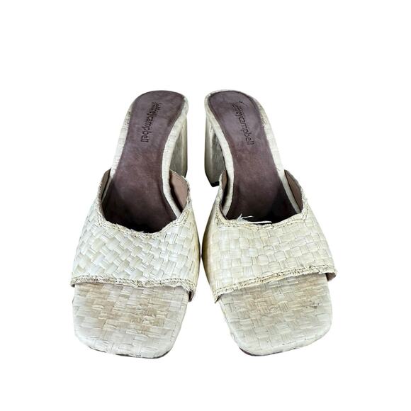 Jeffrey Campbell Woven Ivory Block Heel Mules Slides Sandals Size 7 - Picture 4 of 8